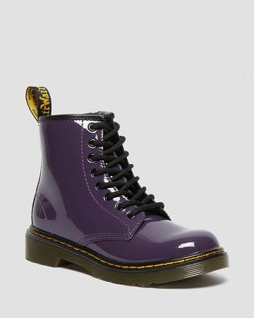 Botas con Cordones Dr Martens Junior 1460 Charol Cuero Niños Morados | MX 137YXF